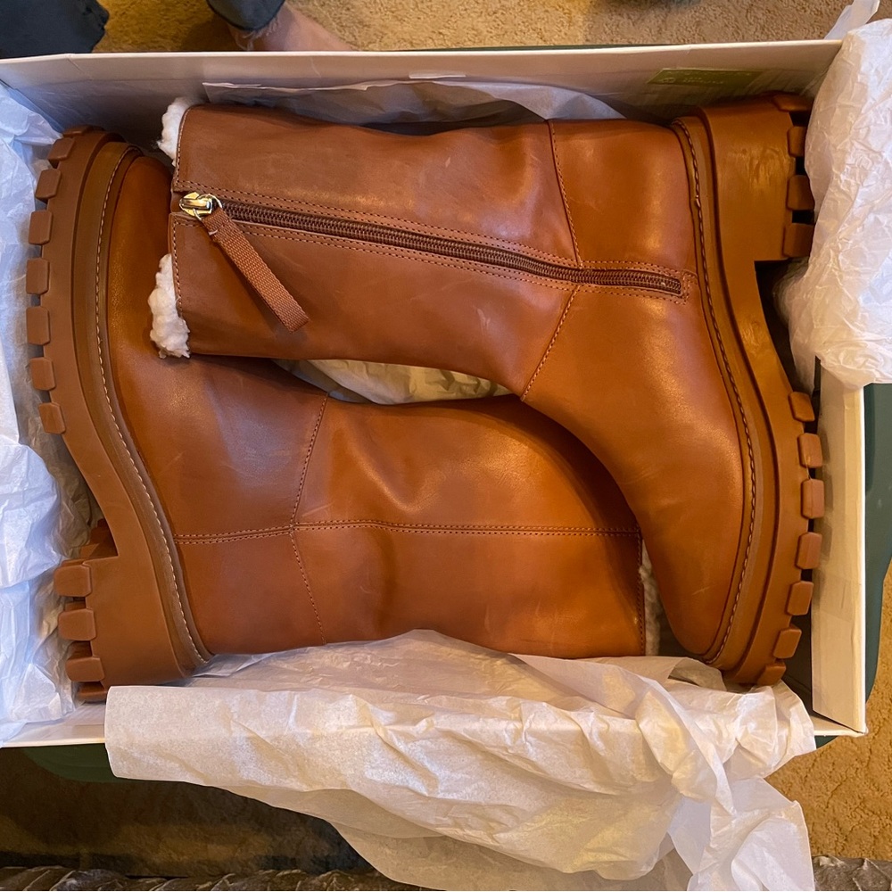 Schutz Juany Brown Leather Mid-Calf Boots 9B